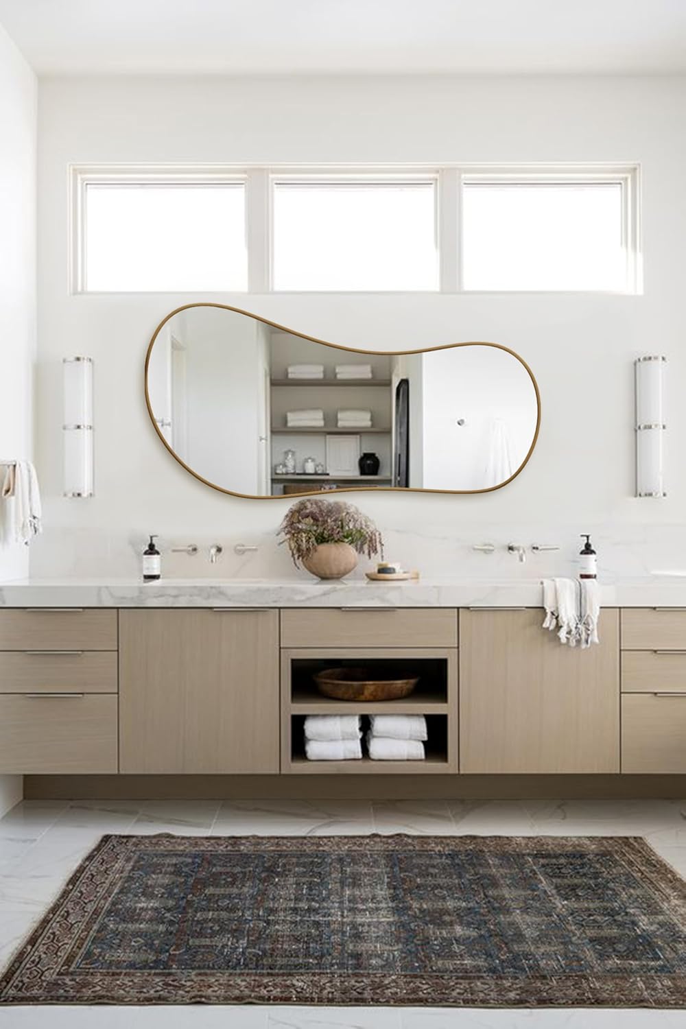 Irregular Wooden Framed Wall Mirror