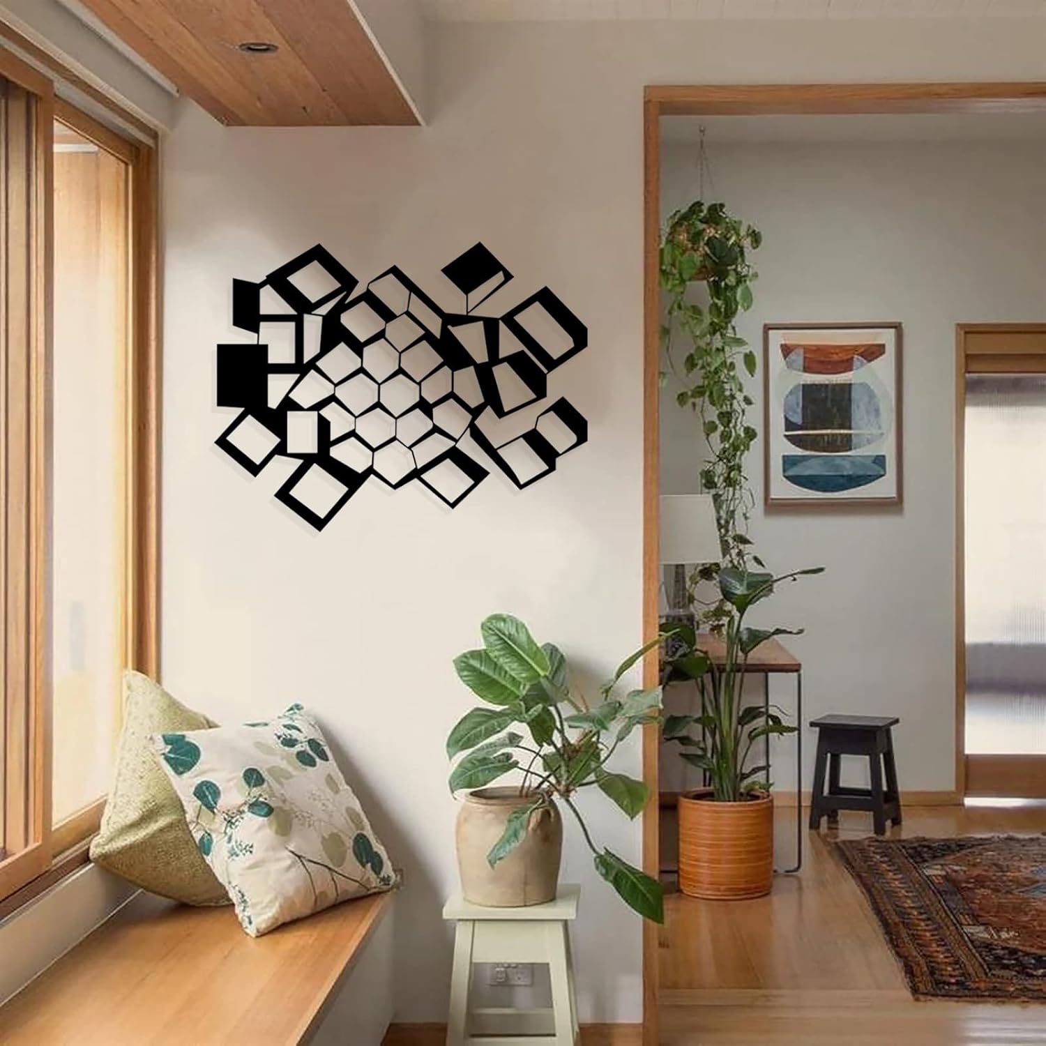 NORTH KAISER Modern Metal Wall Art I Abstract Wall Decor I Geometric Sculptures Decorations For Living Room Bedroom Office (46'' x 34.5'' / 117 x 87.8 cm)