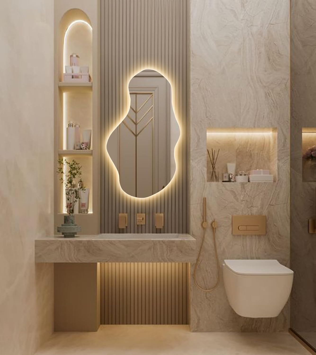 Sym Irregular Led Lighted Mirror for Bathroom