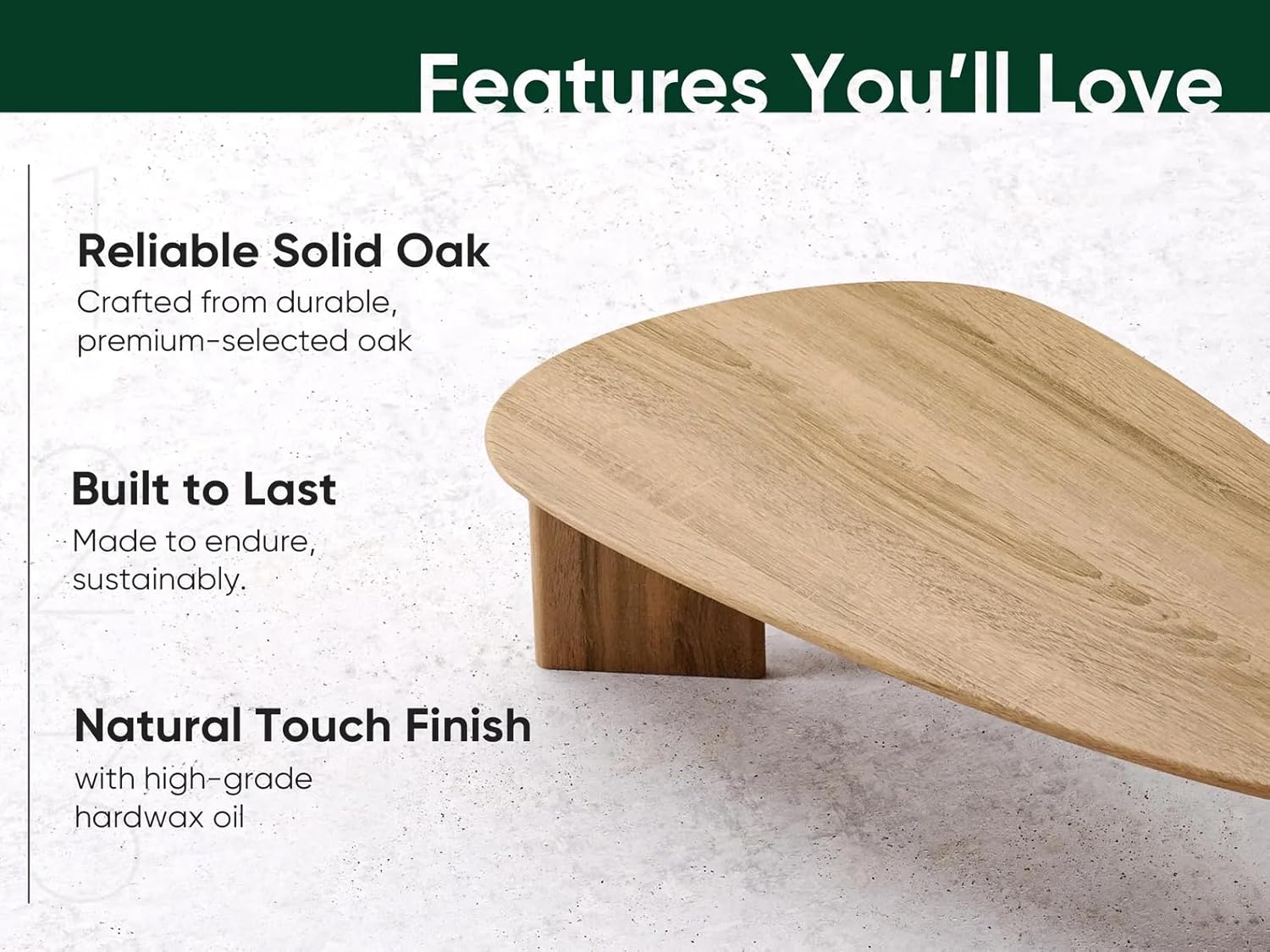 Solid OAK Asymmetrical Coffee Table