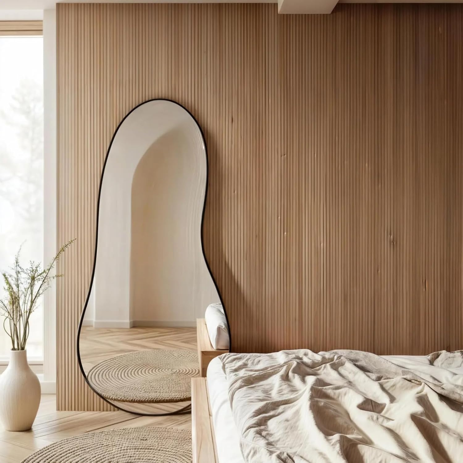 Sidney Modern Asymmetrical Wood Mirror