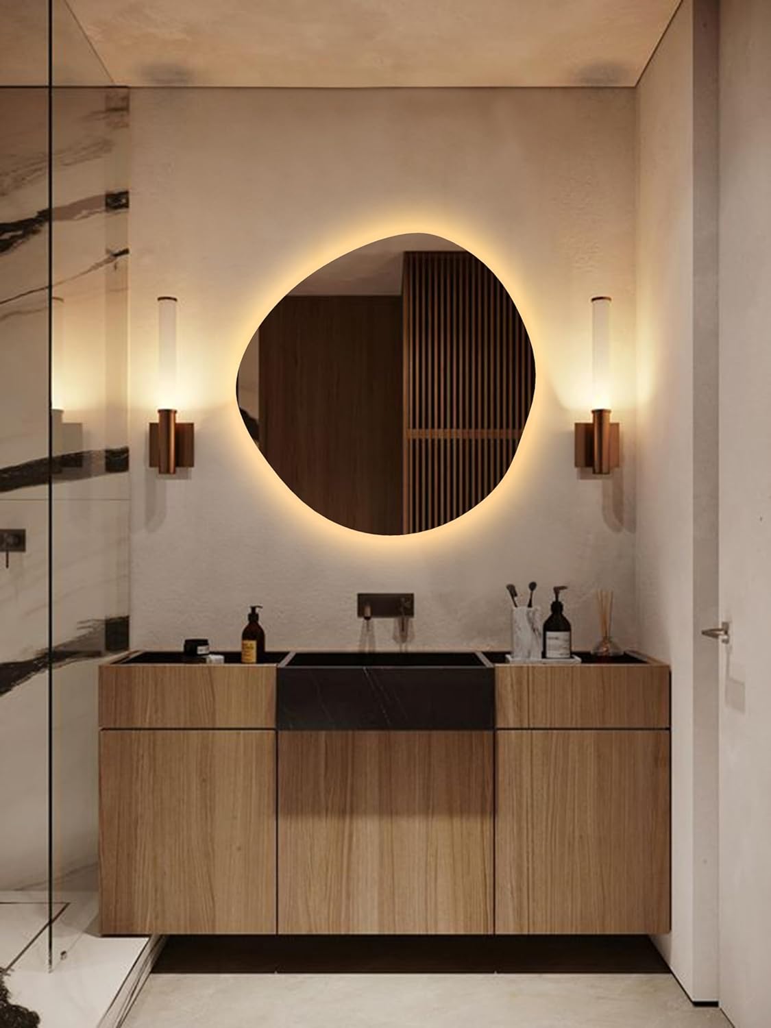 Round Asymmetrical Led Mirror
