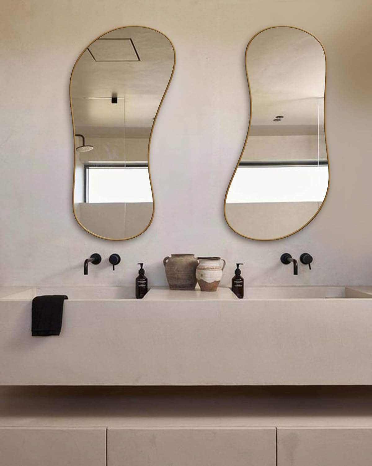 Irregular Wooden Framed Wall Mirror
