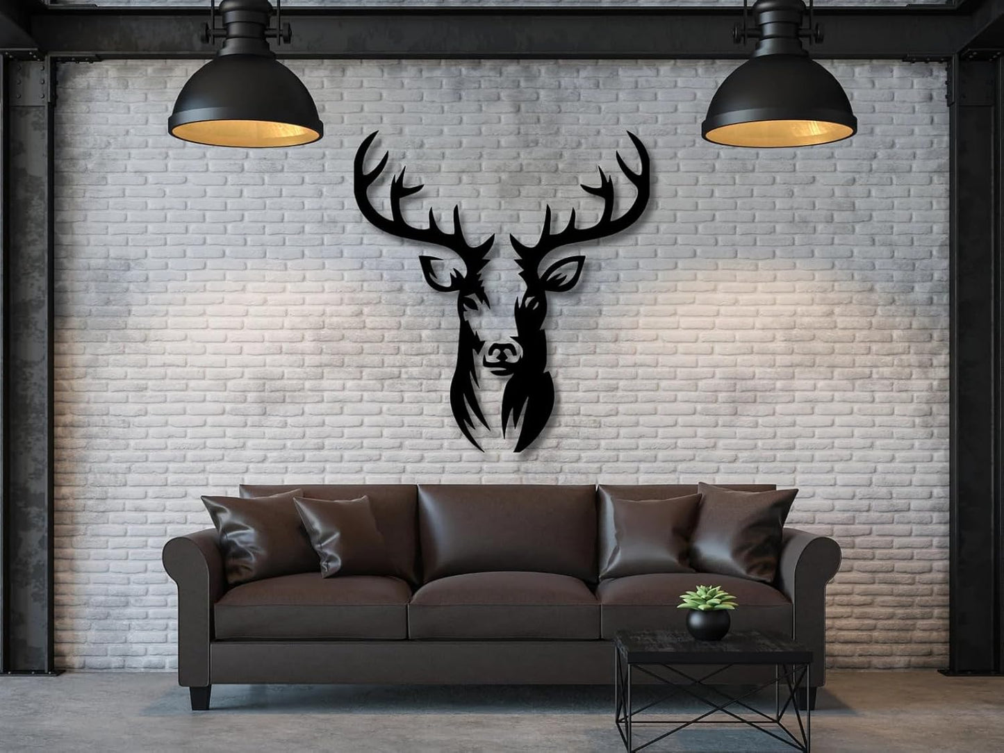 NORTH KAISER Metal Wall Art - Deer Head Wall Decor - Black Moose Wall Hanging - Animal Wall Sculpture for Living Room Bedroom Home Office (29.1'' x 24.6'' / 75 x 62.5 cm)