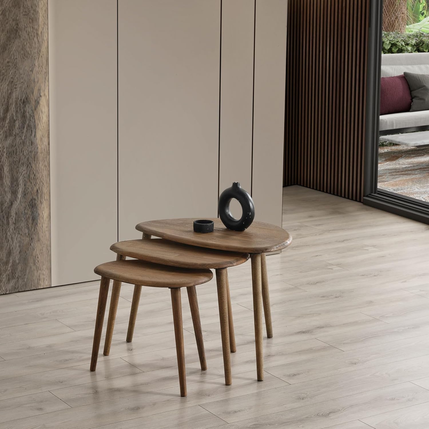 Solid Wood Nesting Coffee Table Set of 3