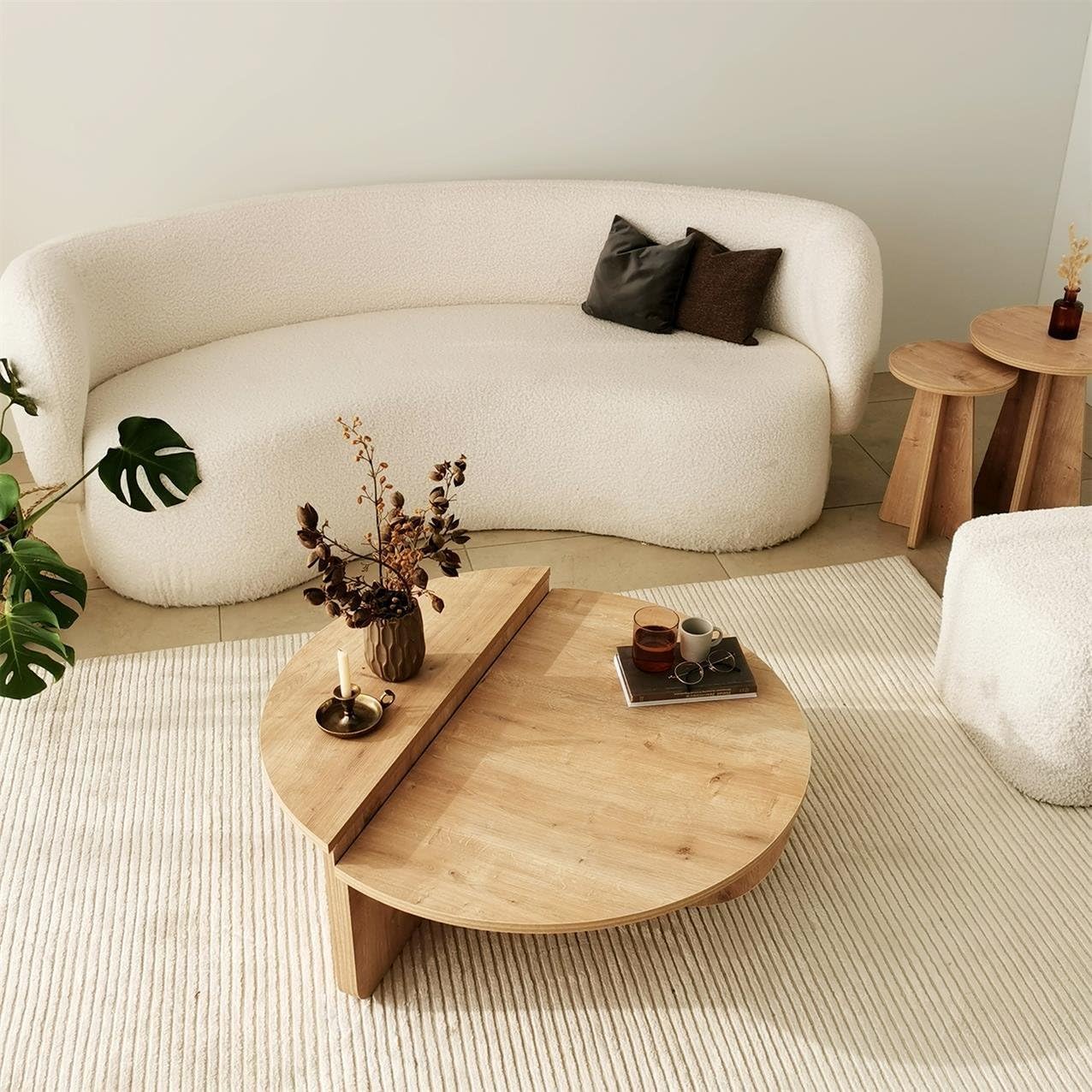 Modern Wooden Round Coffee Table