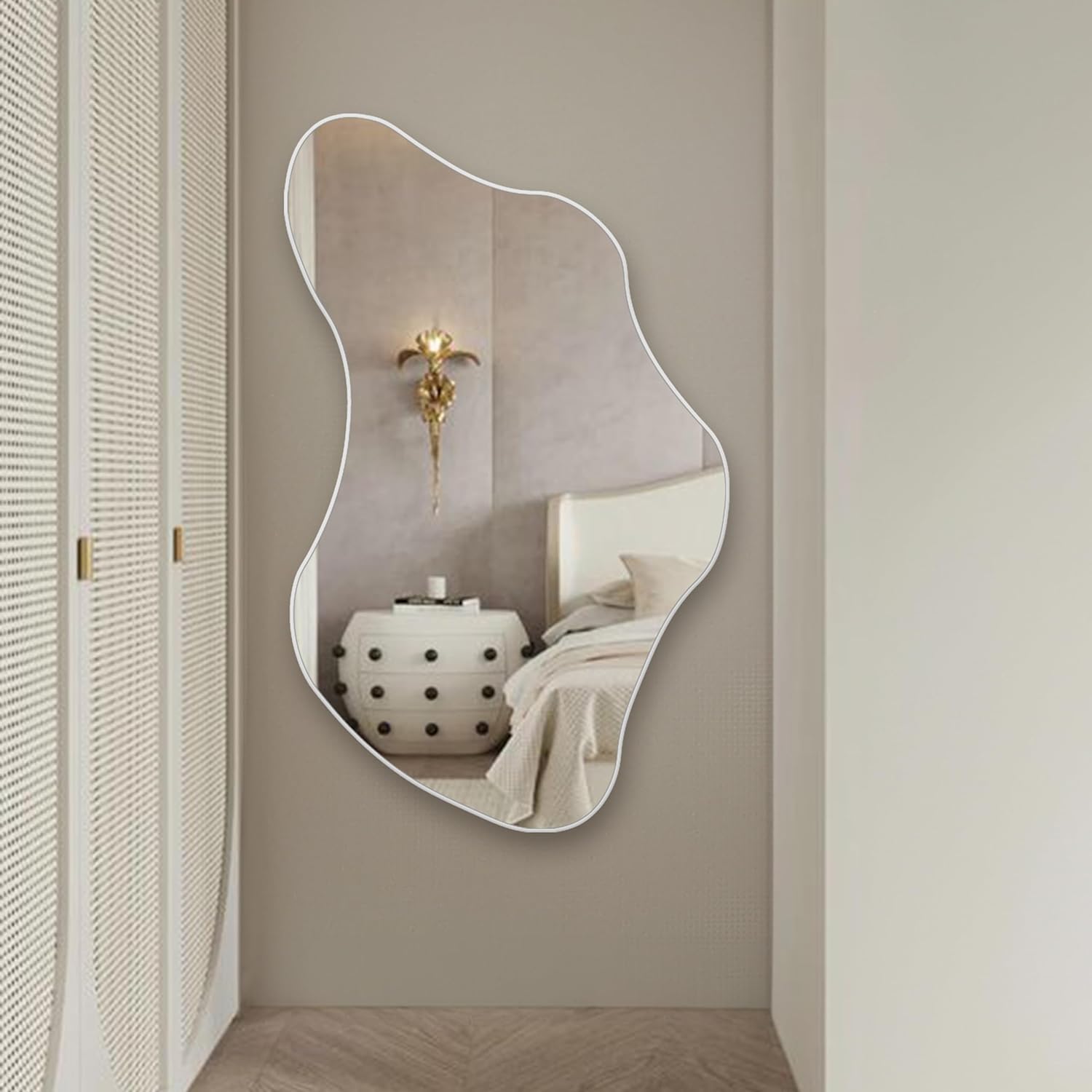 Iris Irregular Wood Framed Wall Mirror