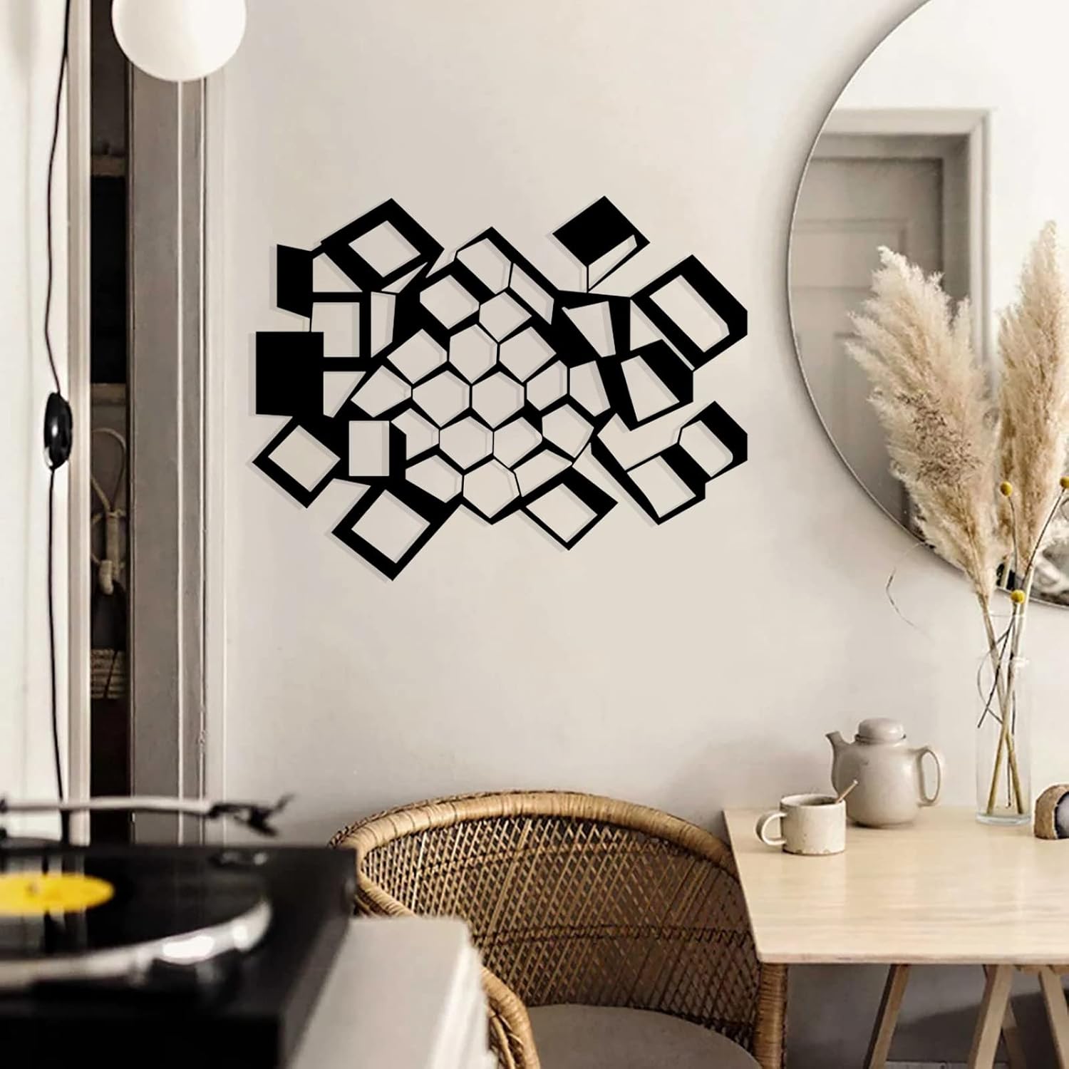 NORTH KAISER Modern Metal Wall Art I Abstract Wall Decor I Geometric Sculptures Decorations For Living Room Bedroom Office (46'' x 34.5'' / 117 x 87.8 cm)