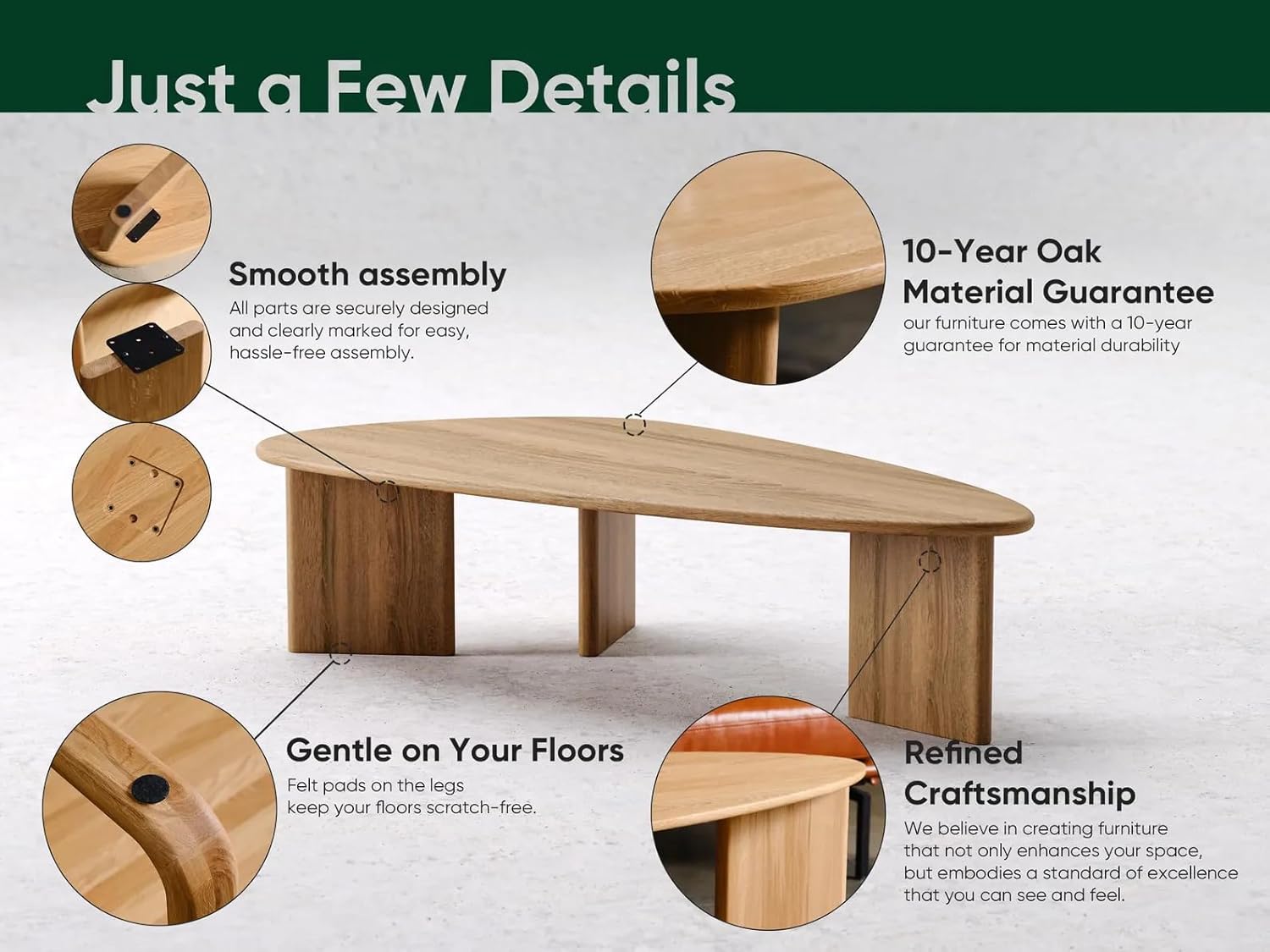 Solid OAK Asymmetrical Coffee Table