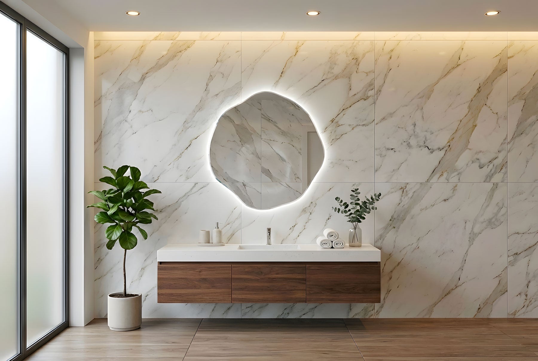 Ovalle Asymmetrical LED Wall Mirror