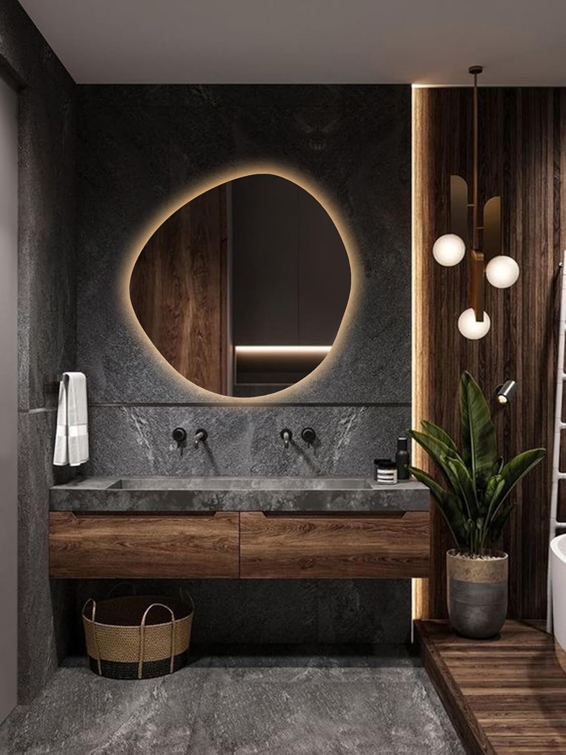 Round Asymmetrical Led Mirror