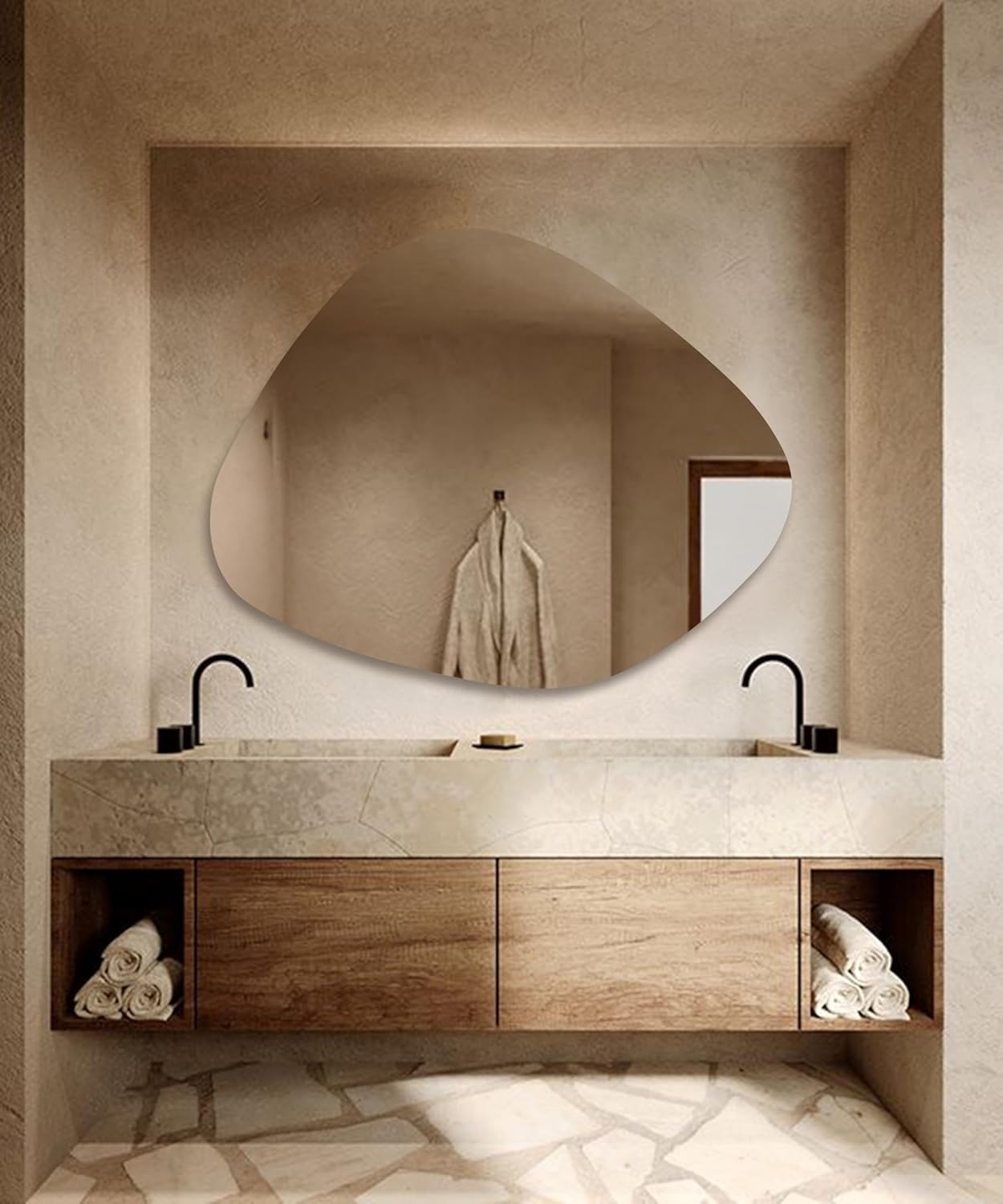 Asymmetrical LED Bathroom Mirror with Lights