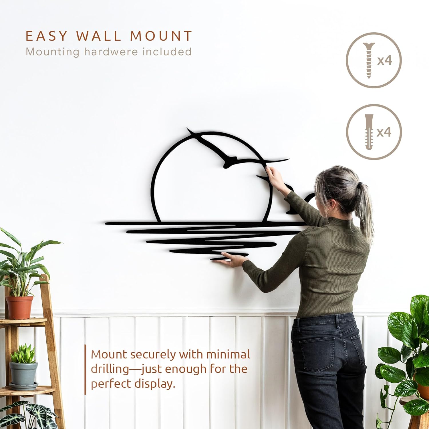 Sunset with Seagulls Metal Wall Mounted Art