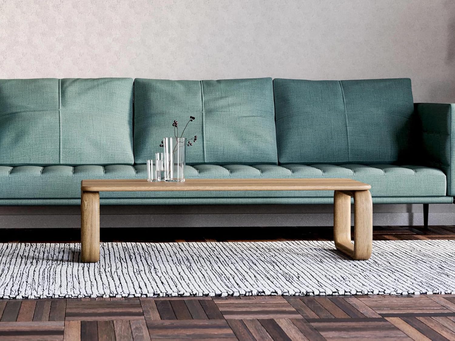 Solid OAK Wood Modern Coffee Table
