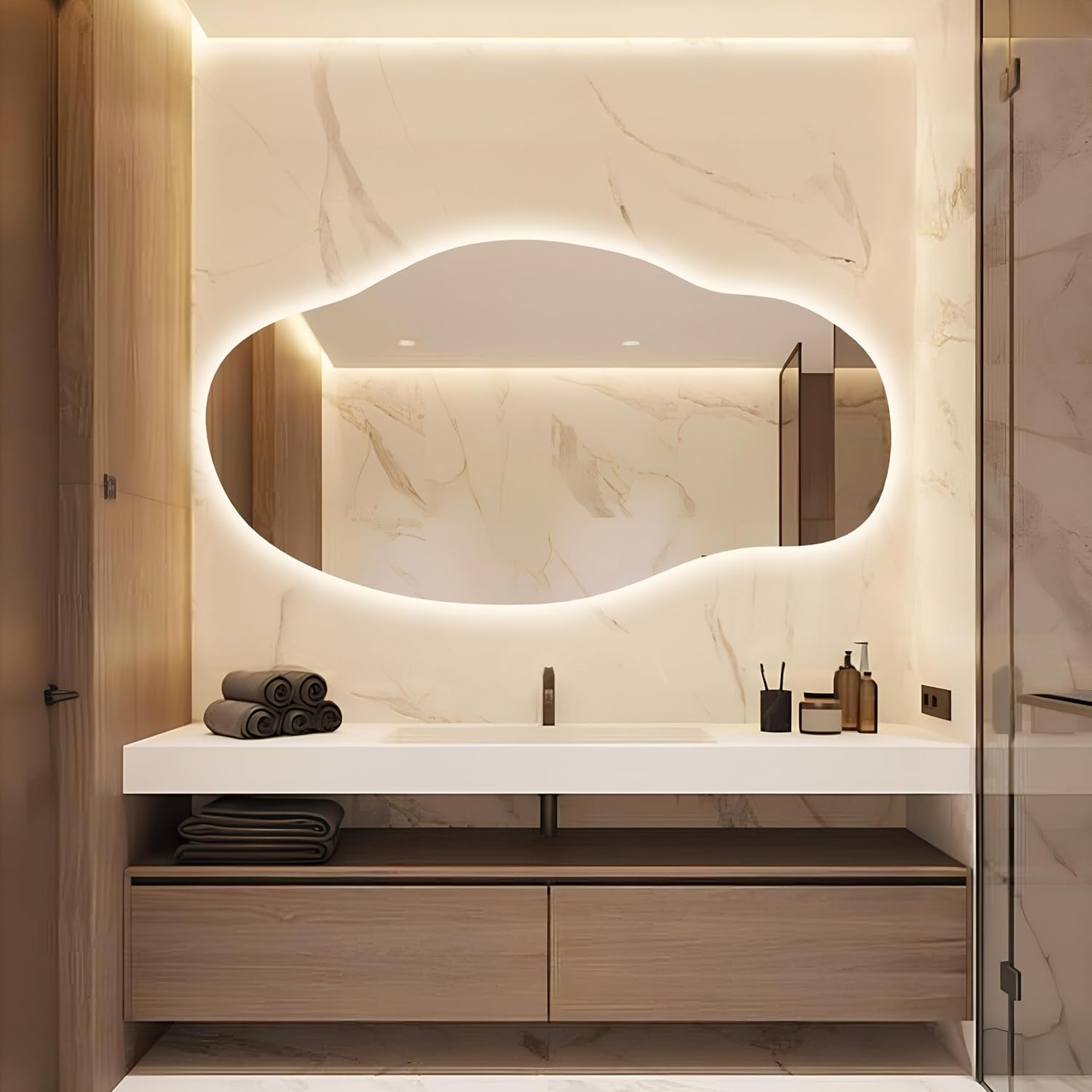 Asymmetrical Light Up Mirror