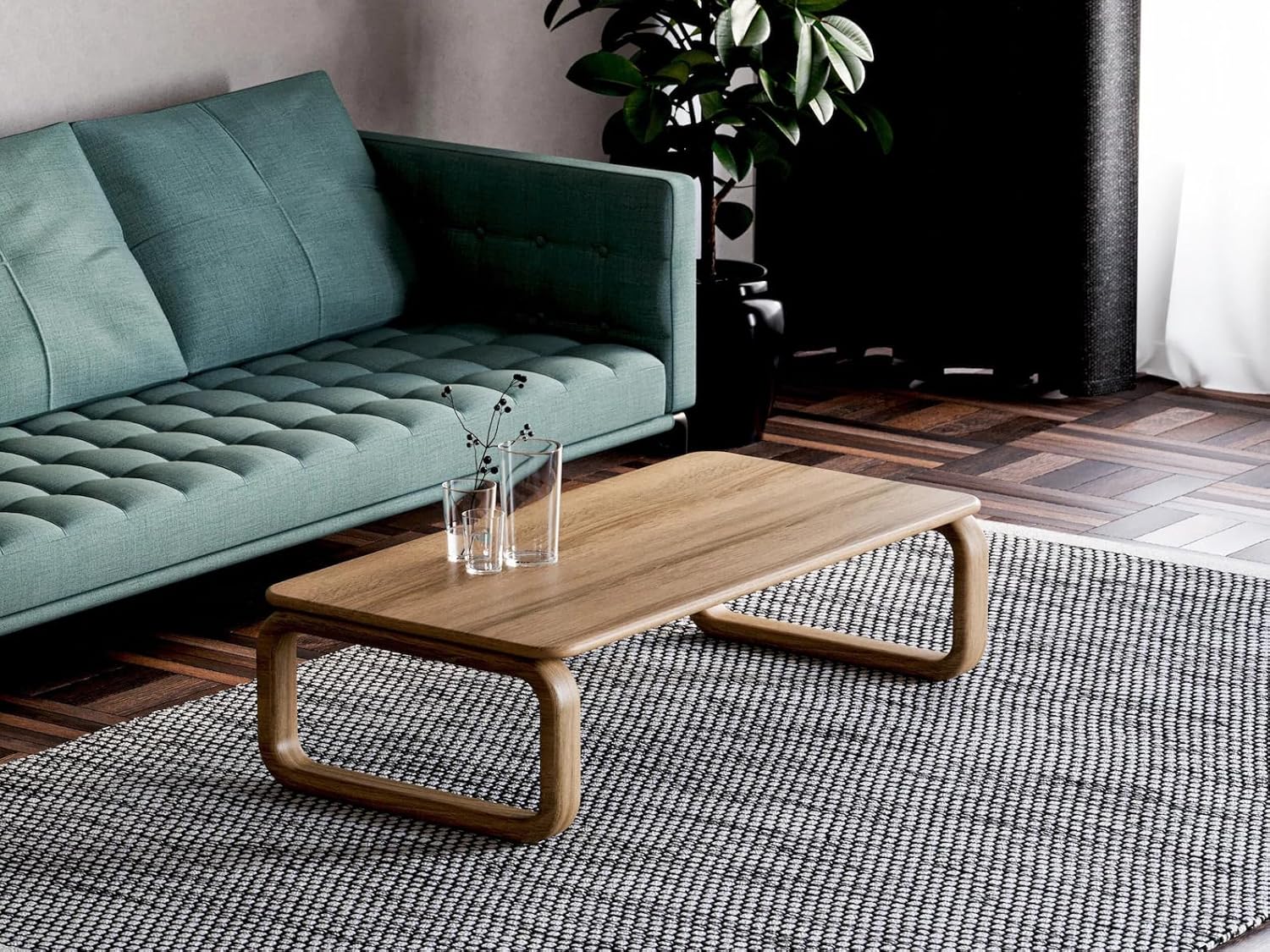 Solid OAK Wood Modern Coffee Table