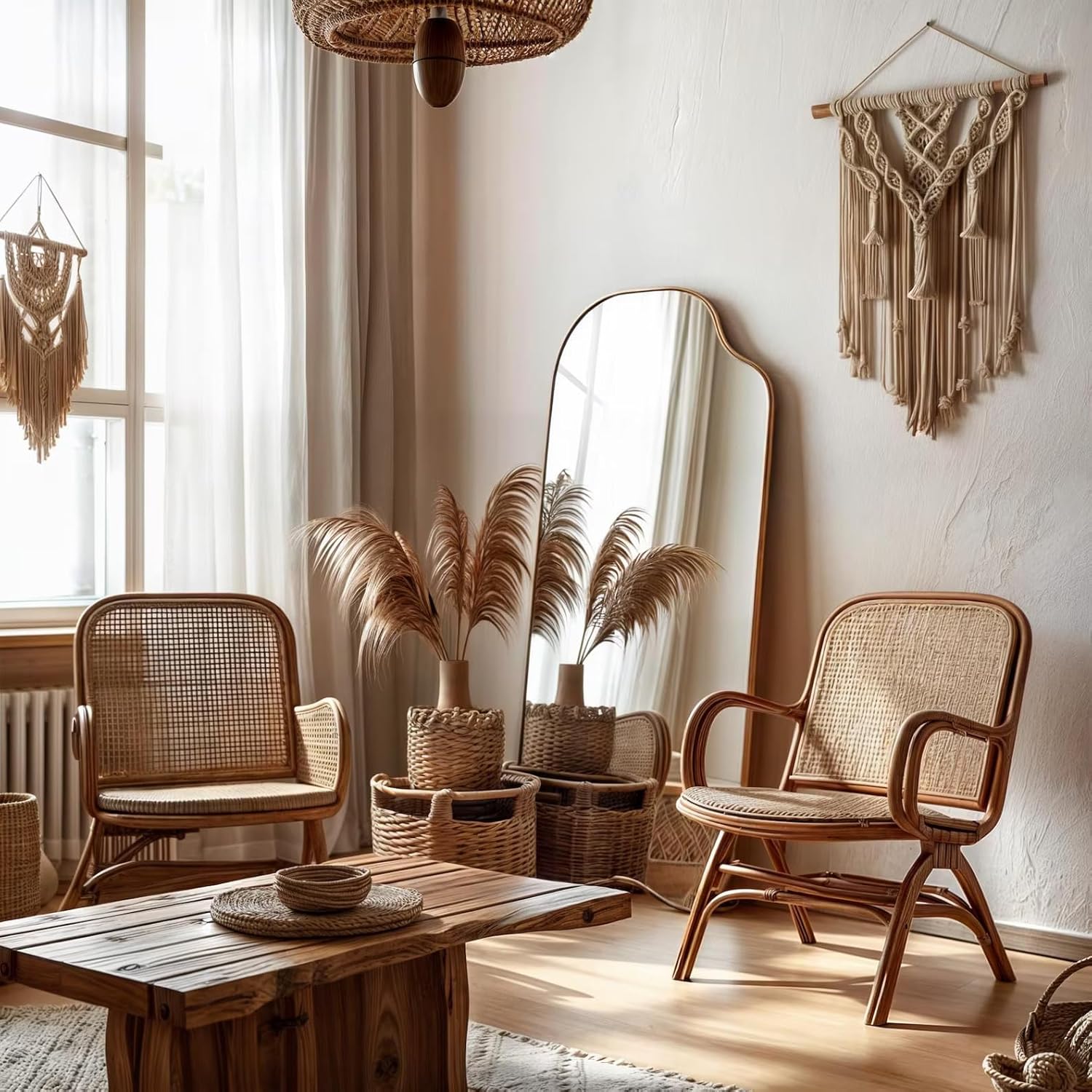 Lyon Modern Wooden Framed Irregular Wall Mirror