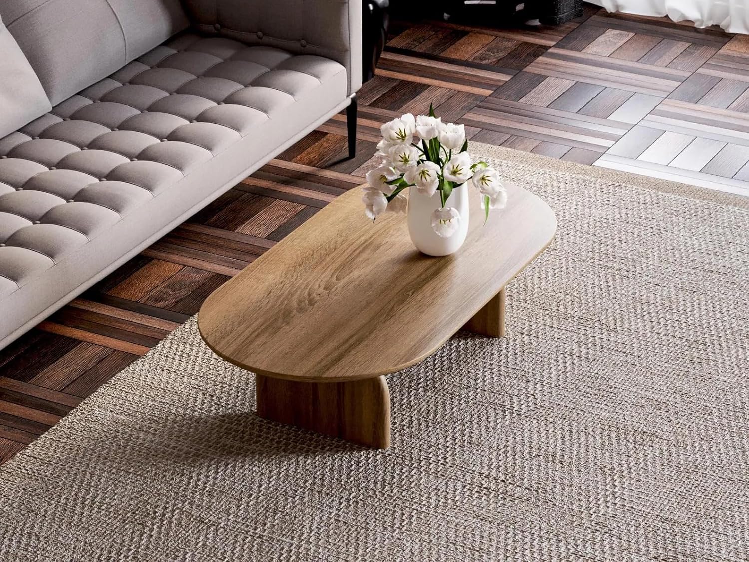 Oak Wood Modern Coffee Table