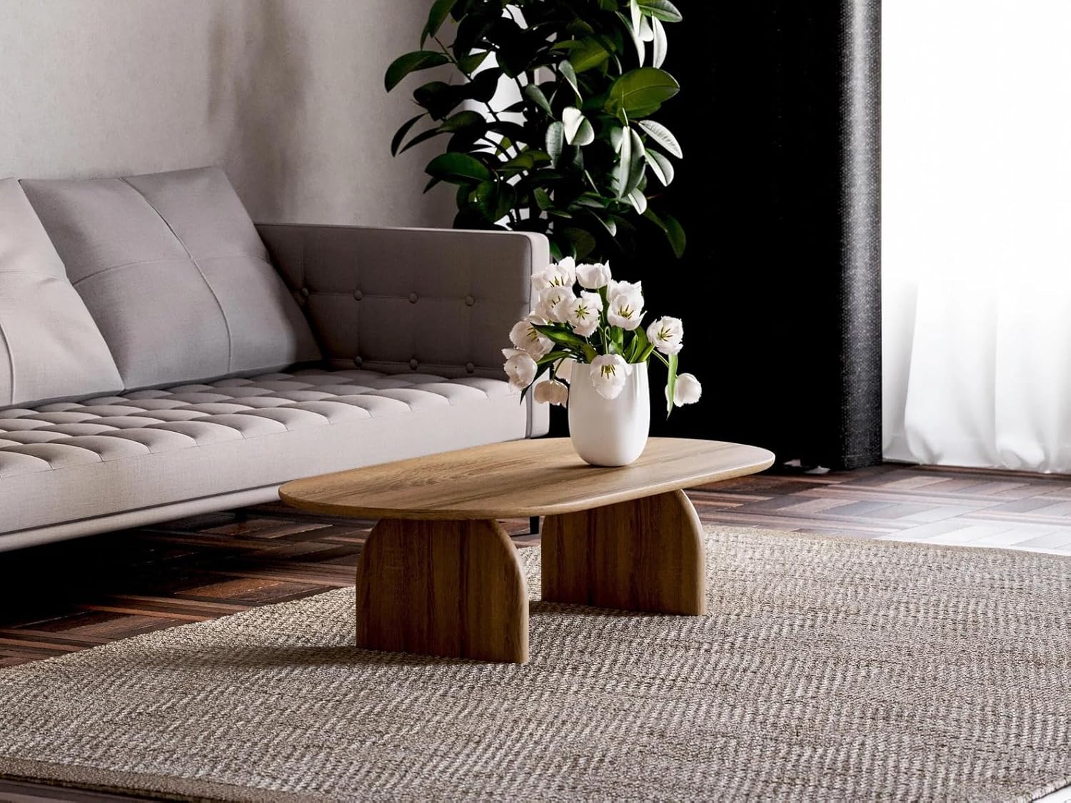 Oak Wood Modern Coffee Table