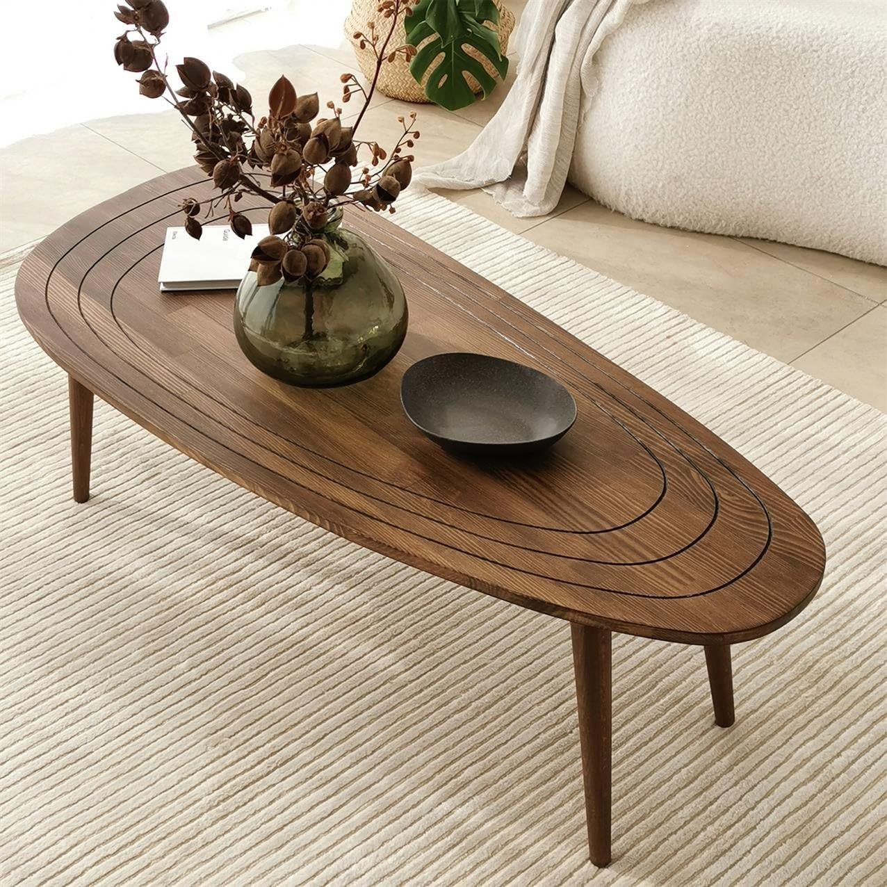 Solid Wood Oval Coffee Table