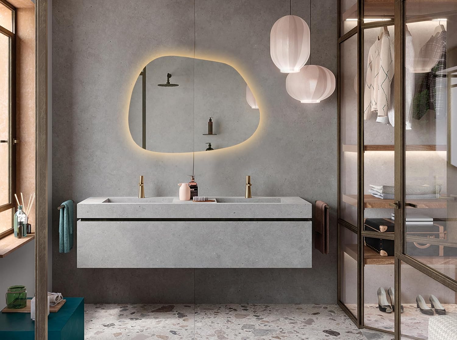 Irregular LED Bathroom Vanity Mirror with Lights