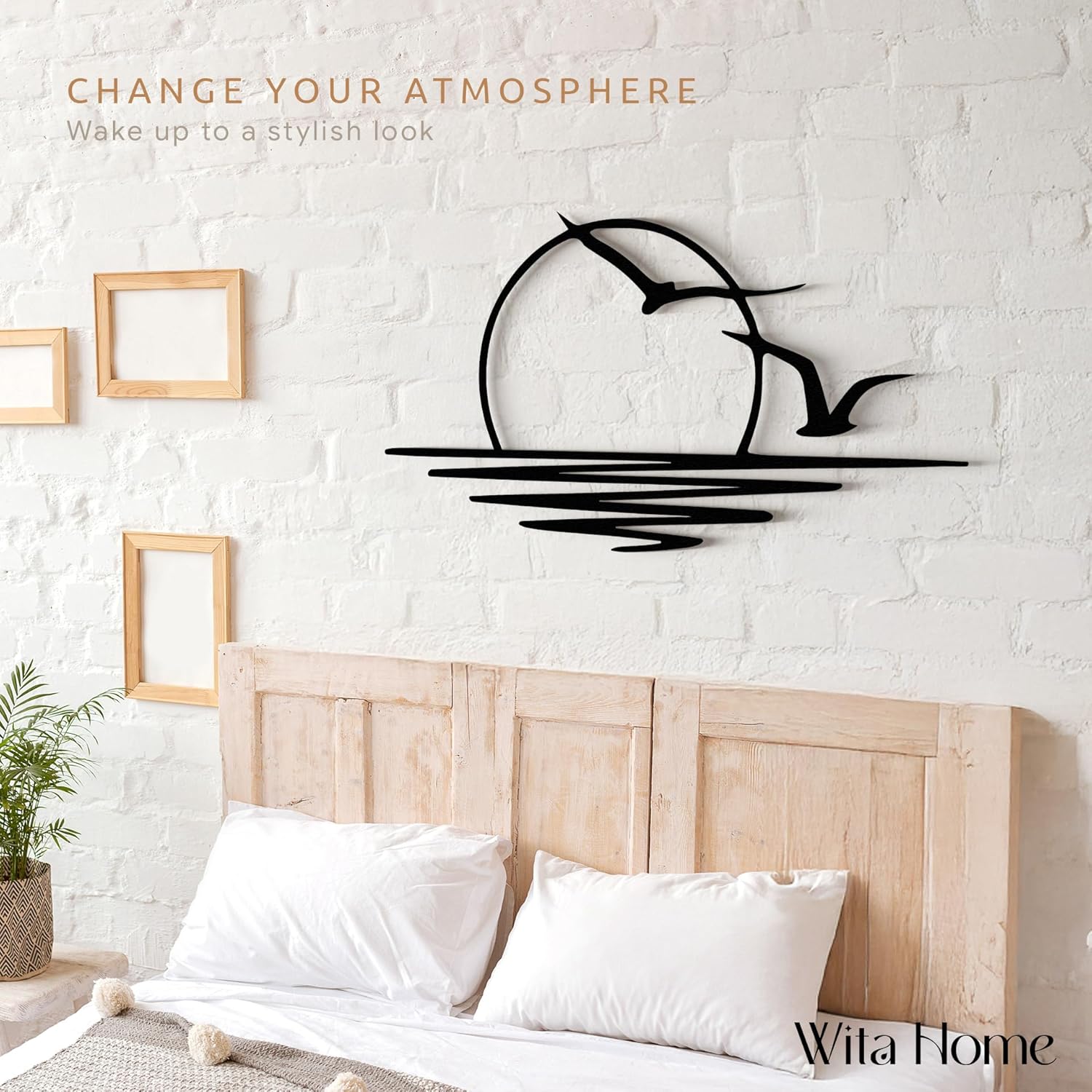 Sunset with Seagulls Metal Wall Mounted Art