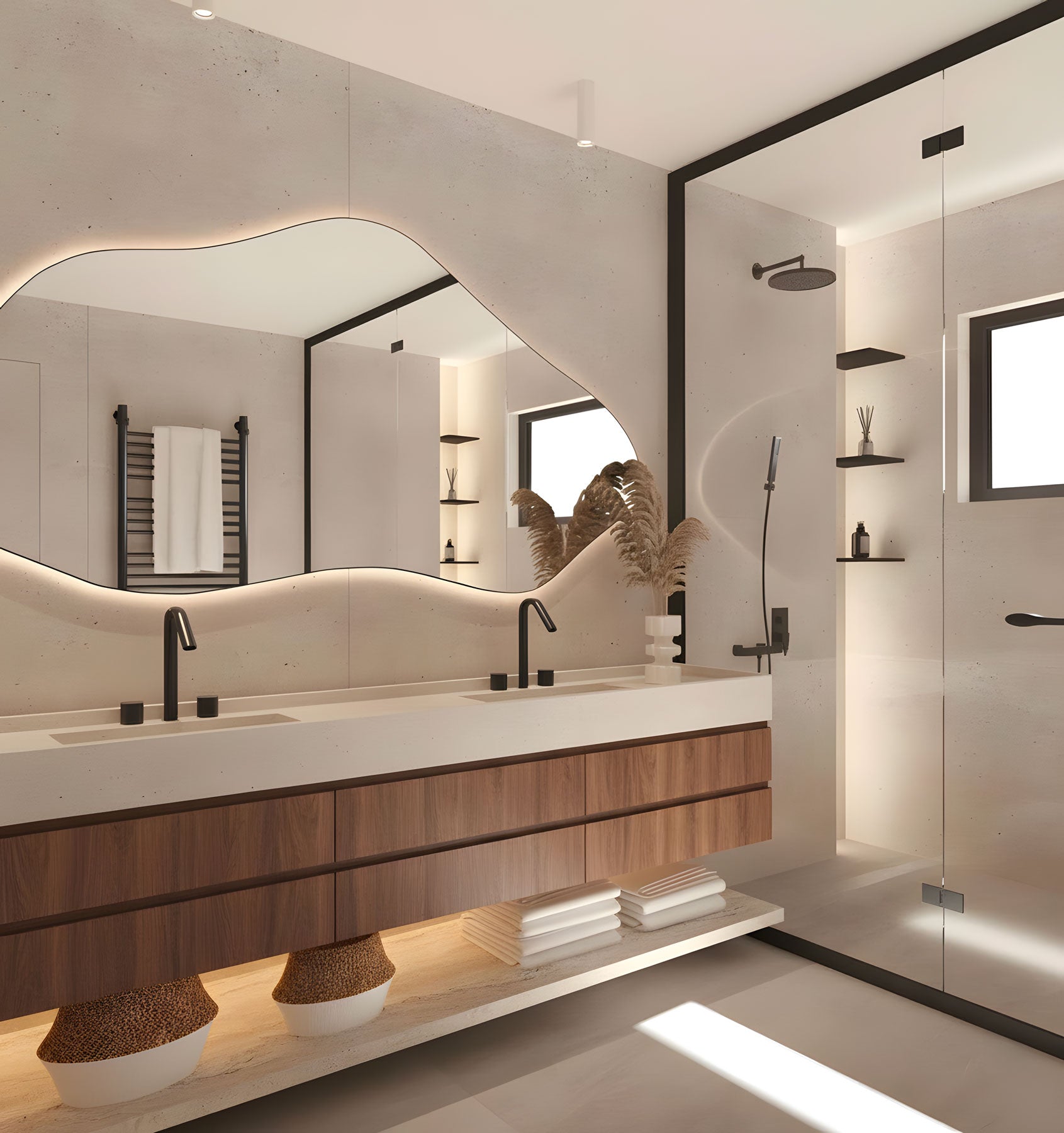 Belgrad Asymmetrical Bathroom LED Mirror