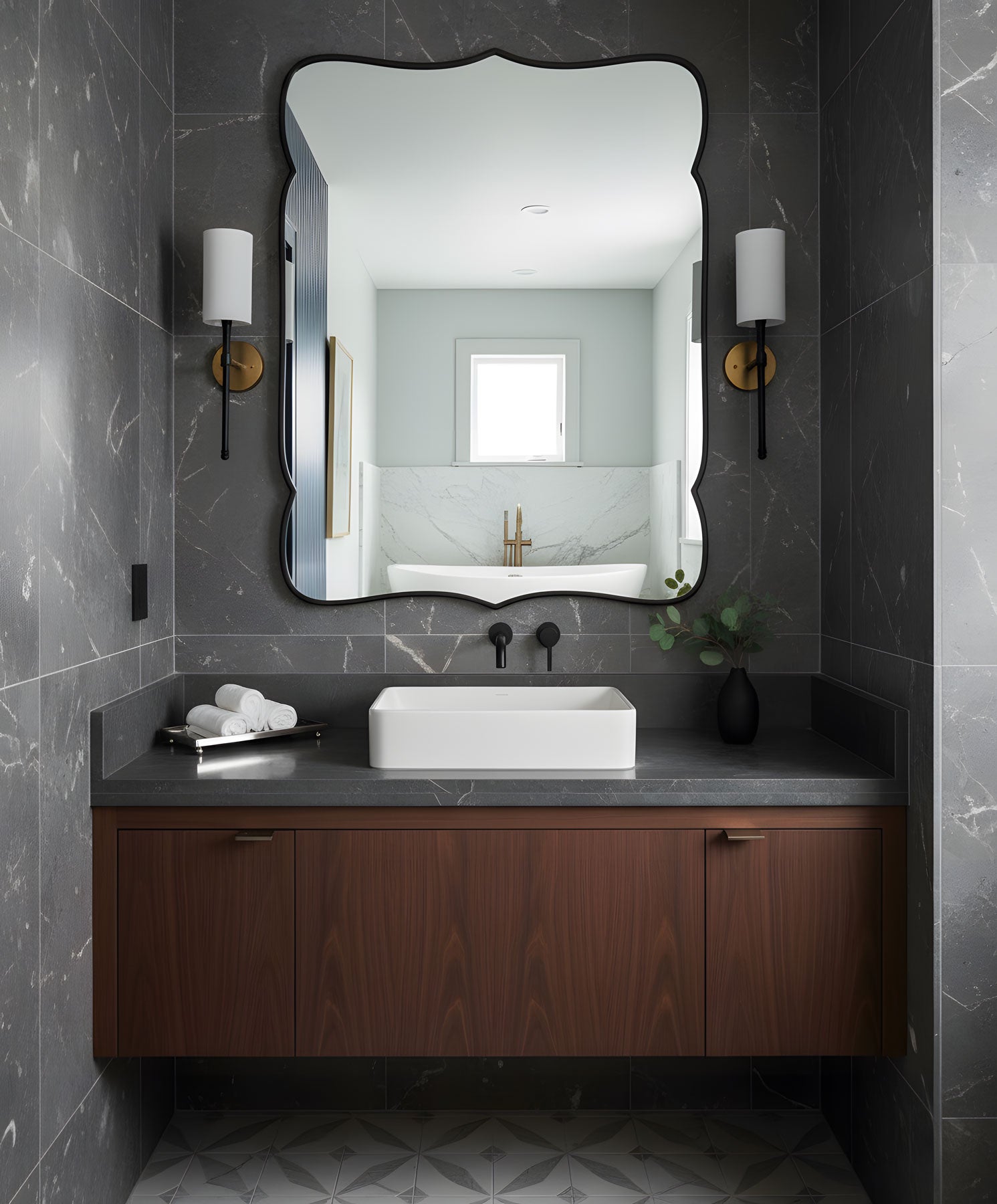 Madrid Asymmetrical Bathroom Mirror for Wall