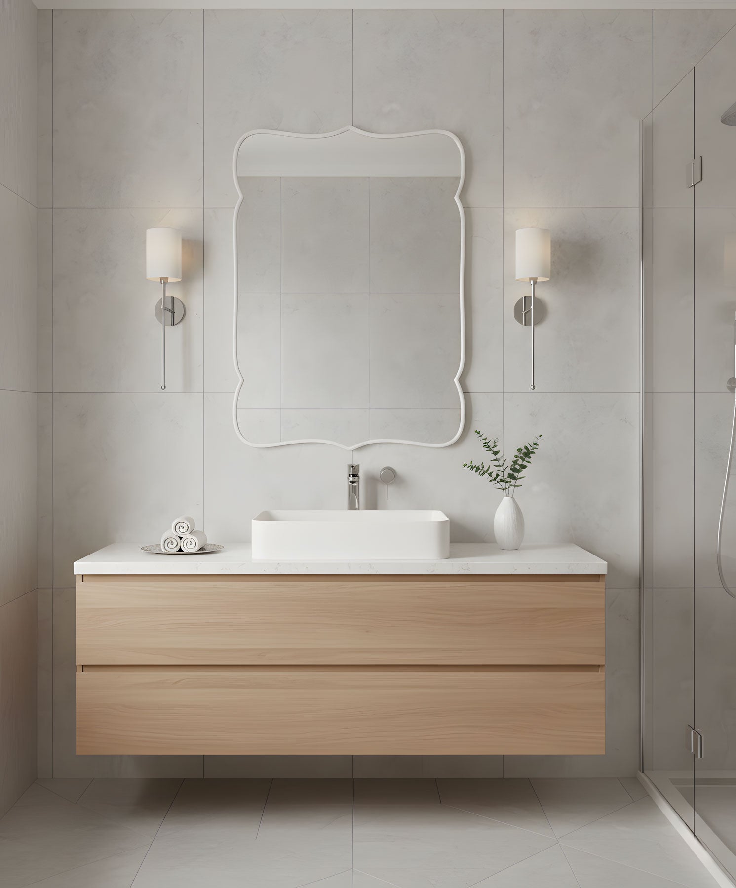 Madrid Asymmetrical Bathroom Mirror for Wall