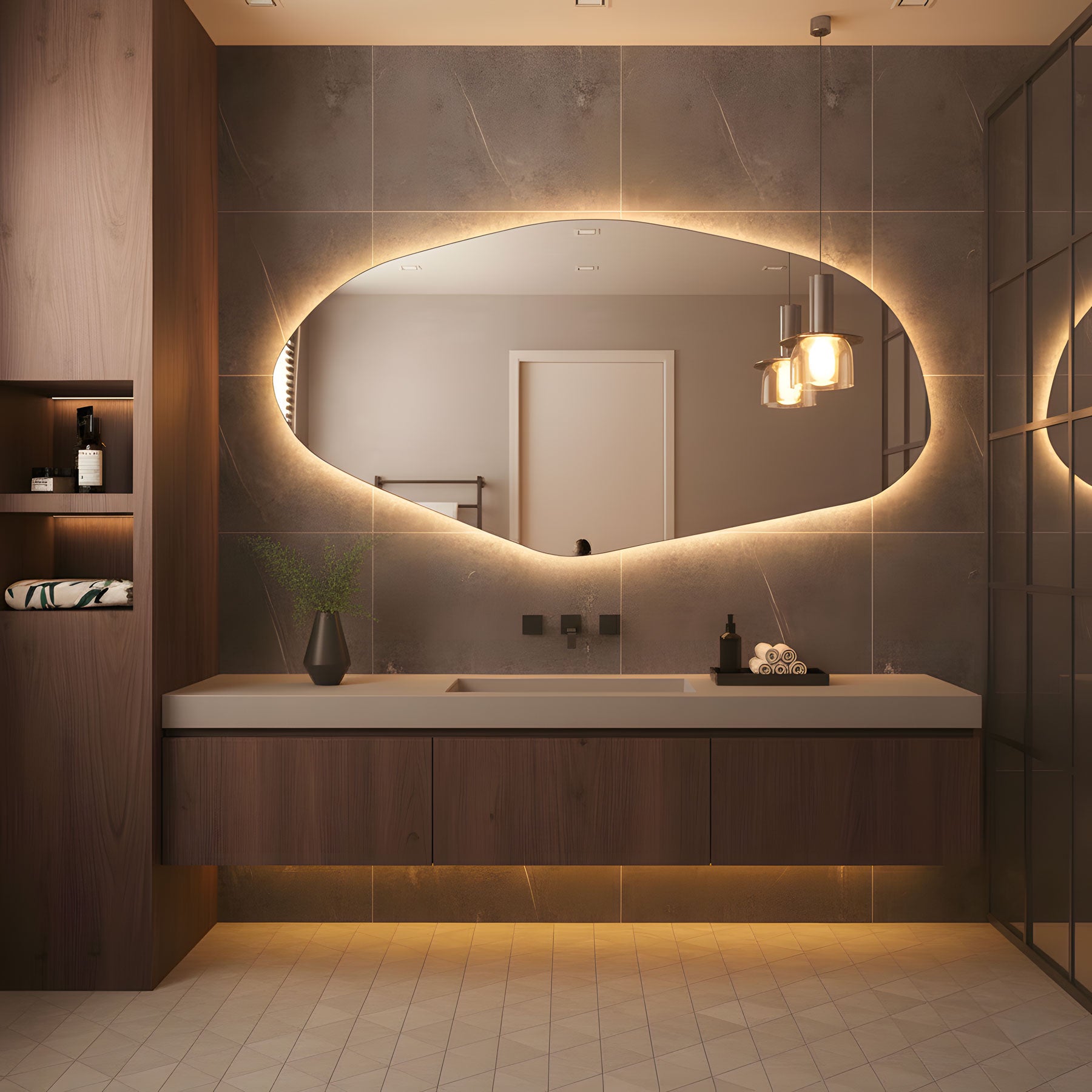 Sile Asymmetrical LED Bathroom Mirror