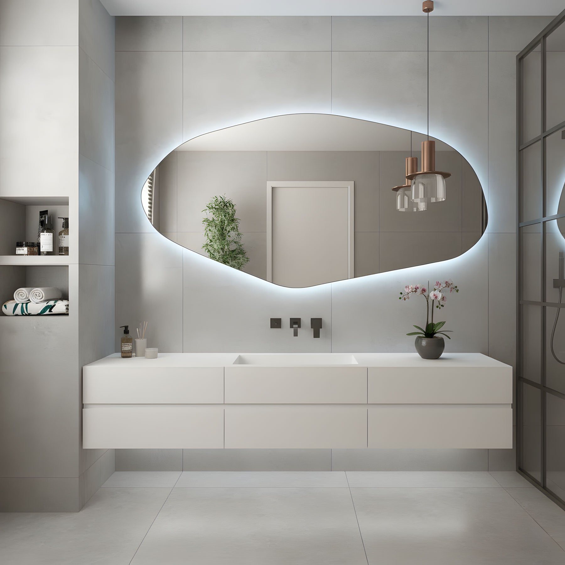 Sile Asymmetrical LED Bathroom Mirror
