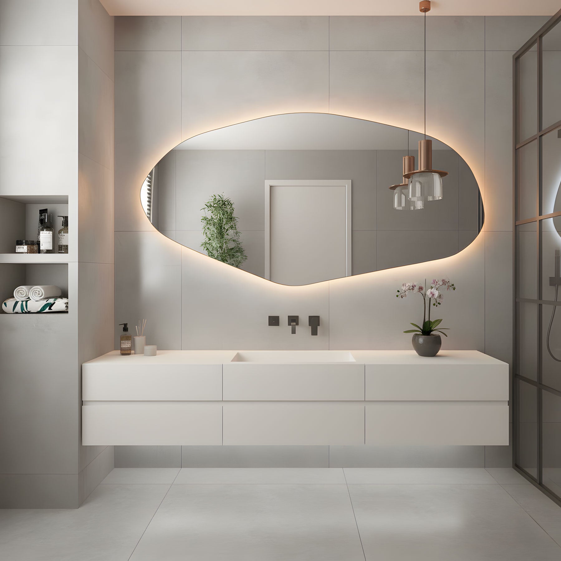 Sile Asymmetrical LED Bathroom Mirror