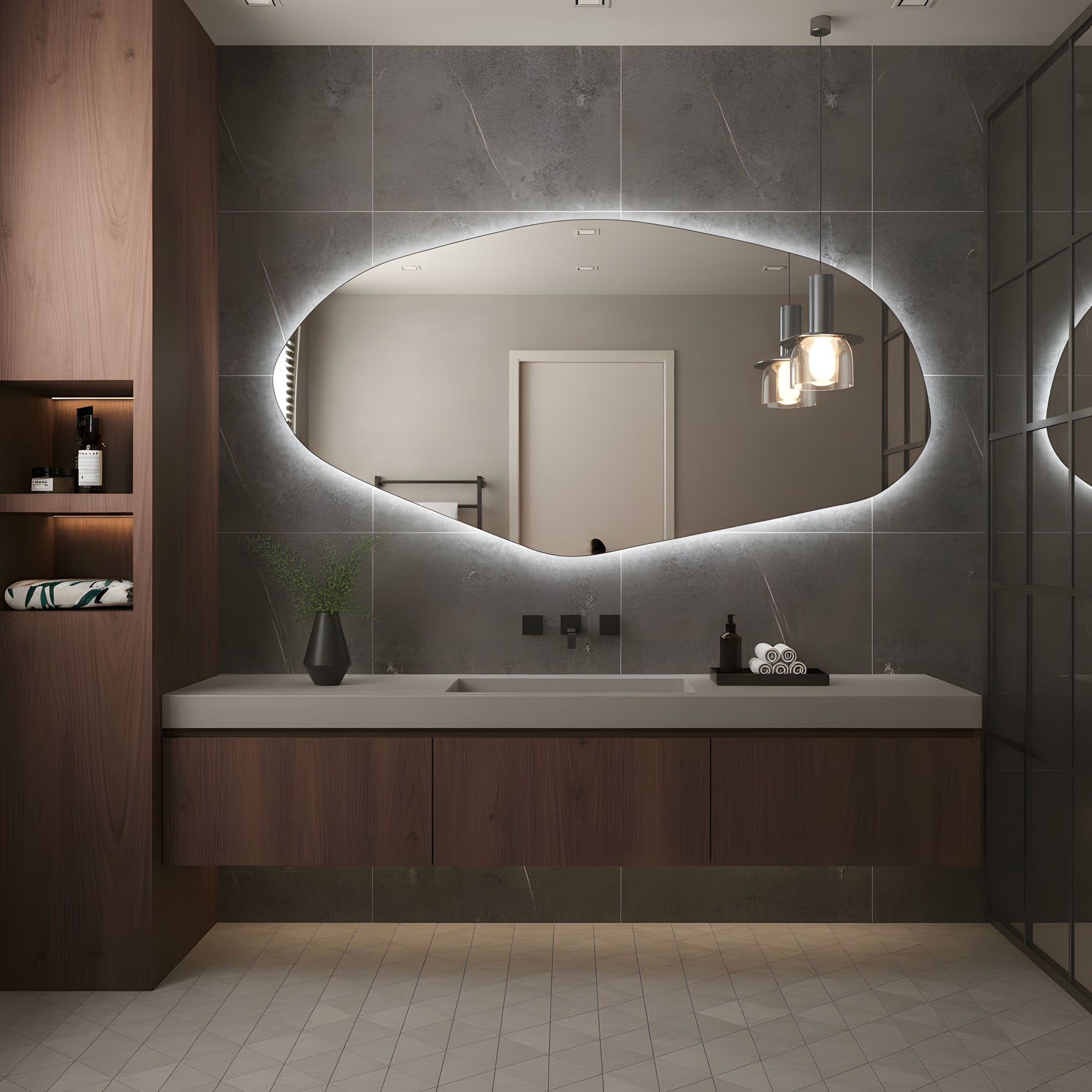 Sile Asymmetrical LED Bathroom Mirror