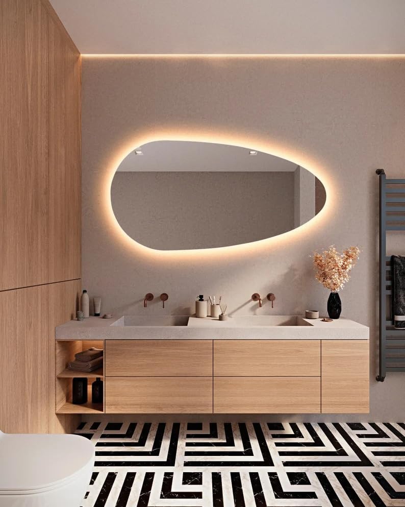 Texas Asymmetrical LED Bathroom Wall Mirror