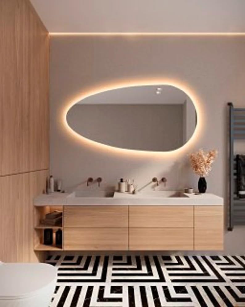 Texas Asymmetrical LED Bathroom Wall Mirror