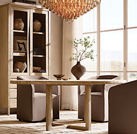 Galen Oak Round Dining Table — Room setting