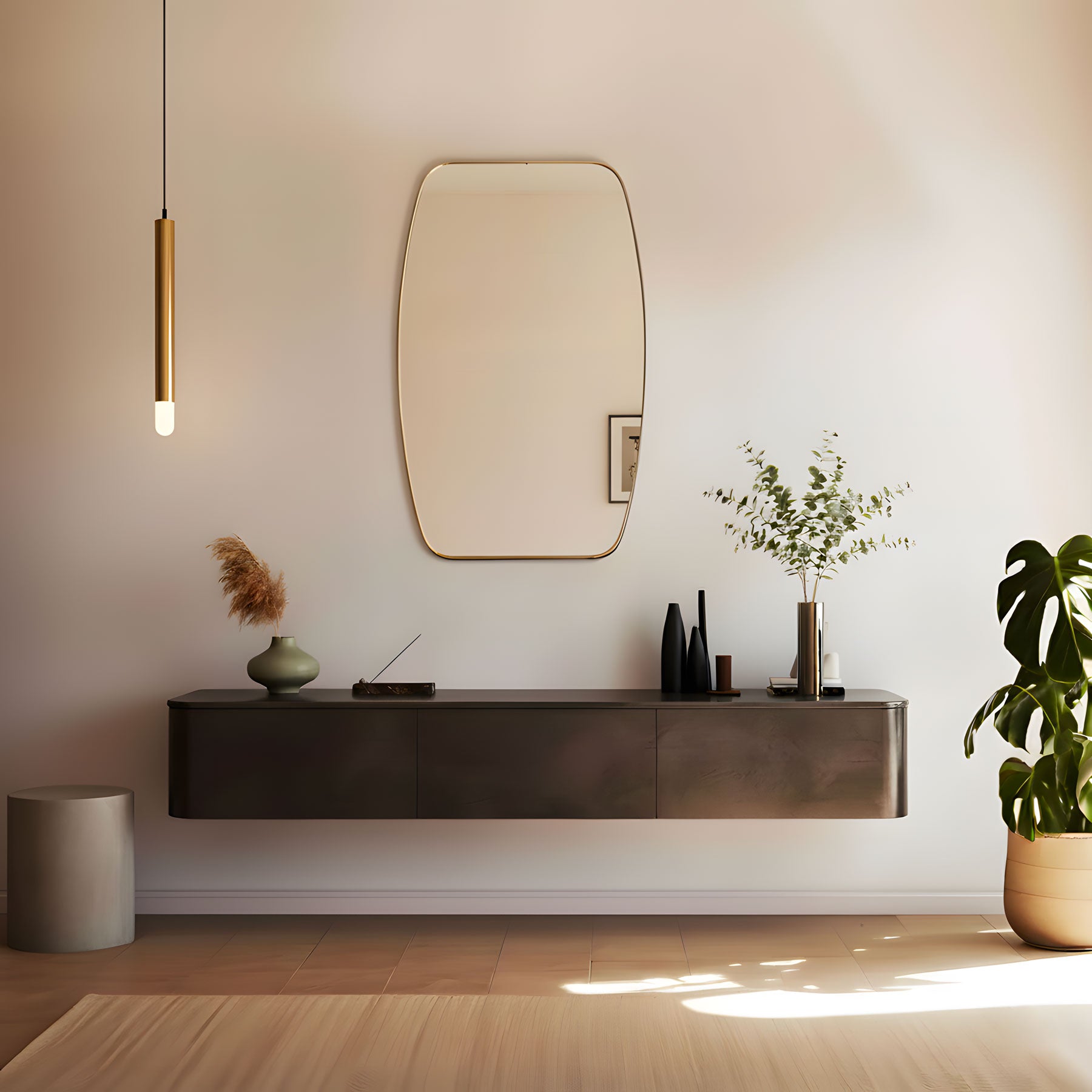 Berlin Wooden Framed Irregular Wall Mirror