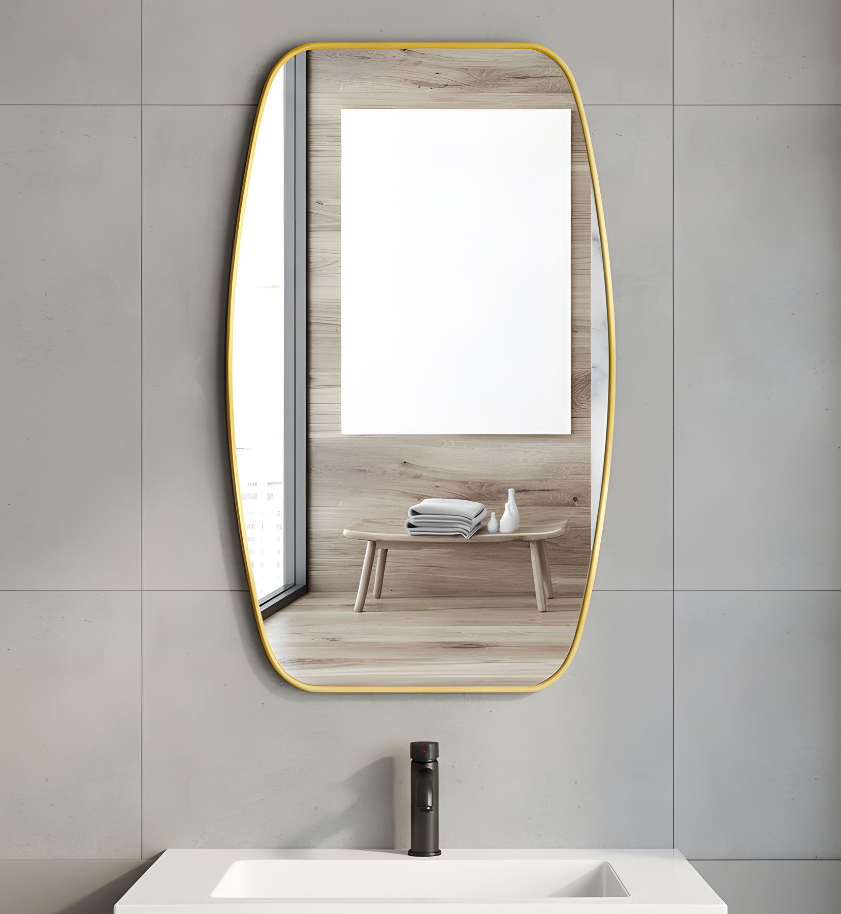 Berlin Wooden Framed Irregular Wall Mirror