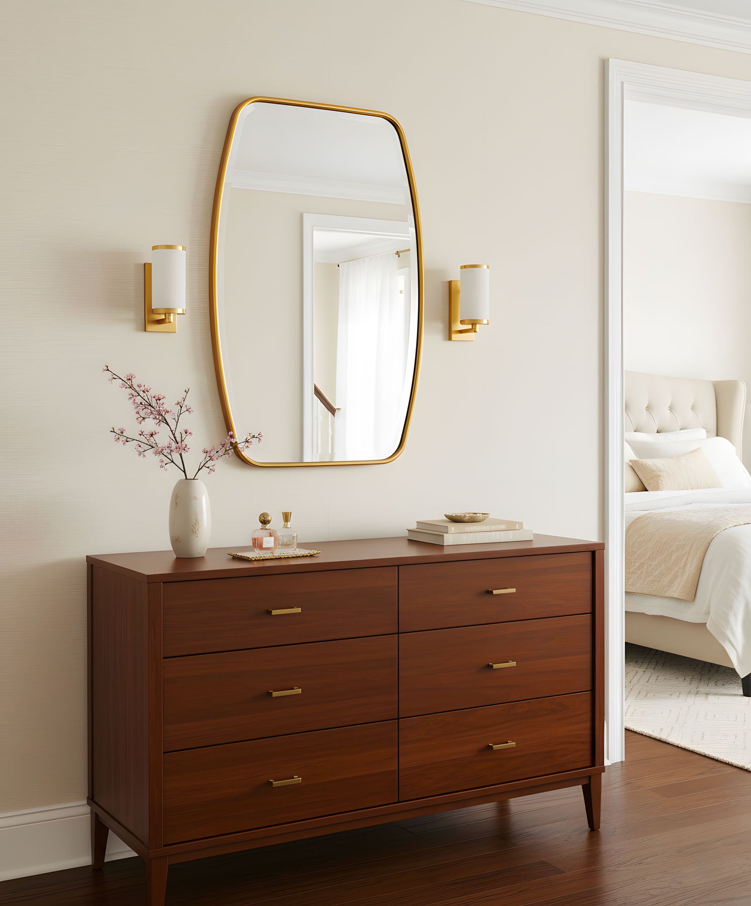 Berlin Wooden Framed Irregular Wall Mirror