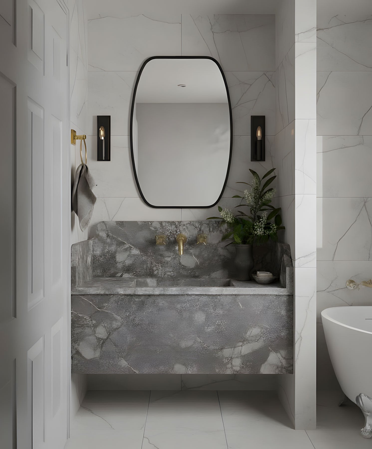 Berlin Wooden Framed Irregular Wall Mirror