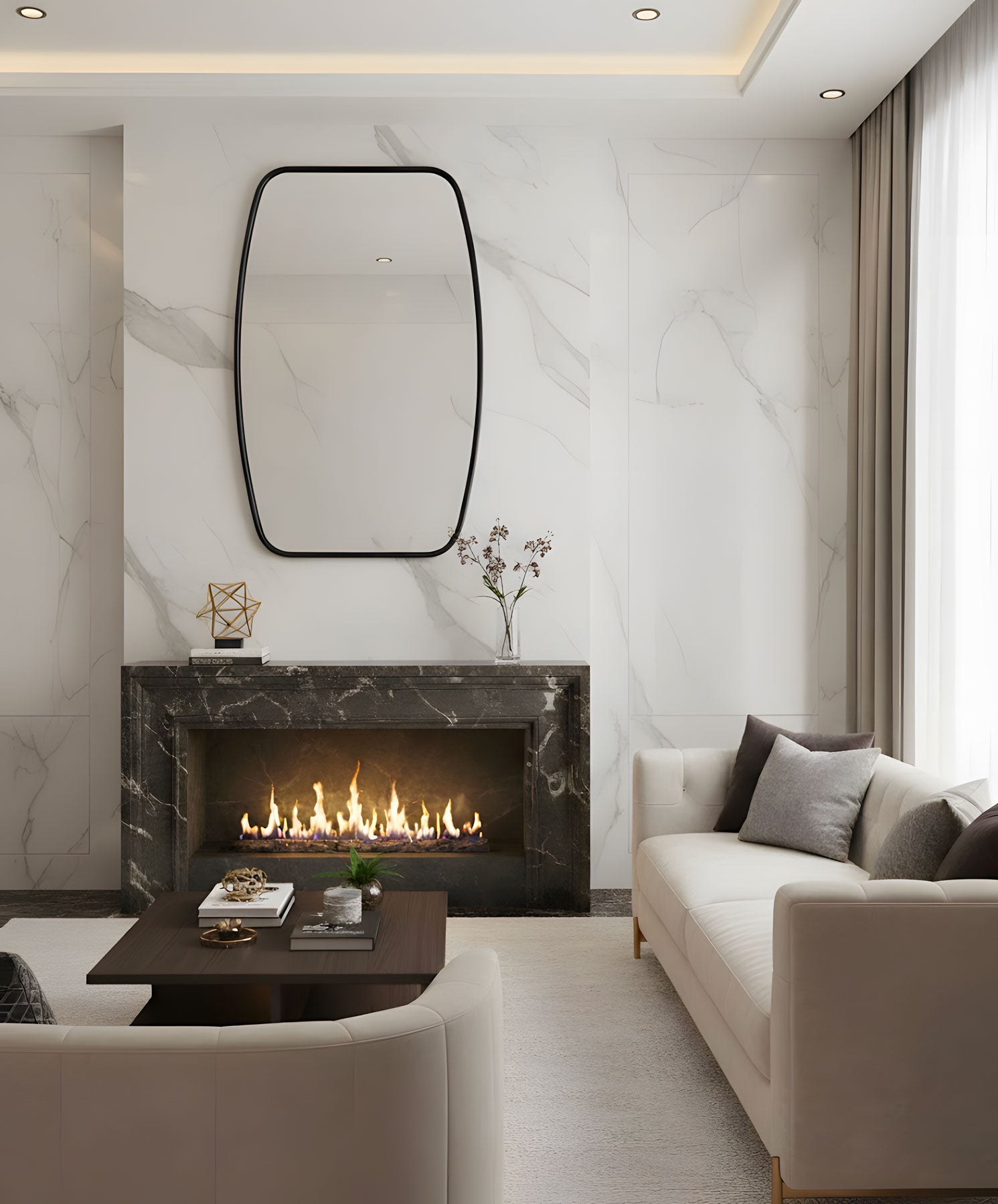 Berlin Wooden Framed Irregular Wall Mirror