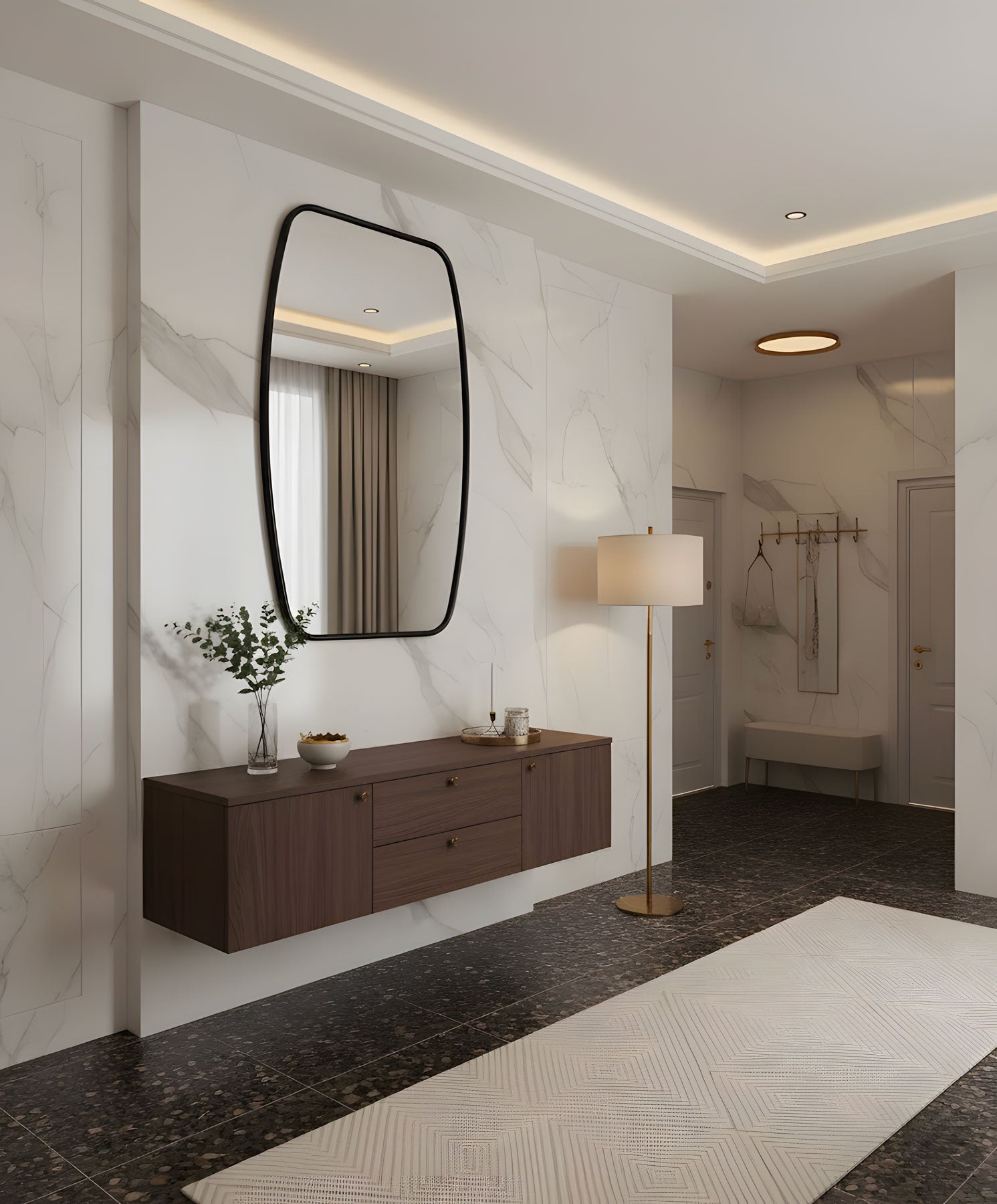 Berlin Wooden Framed Irregular Wall Mirror