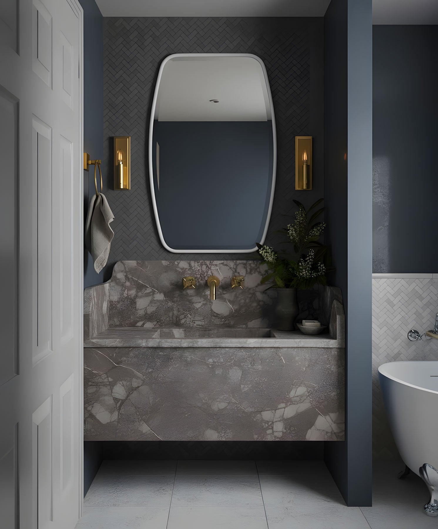 Berlin Wooden Framed Irregular Wall Mirror