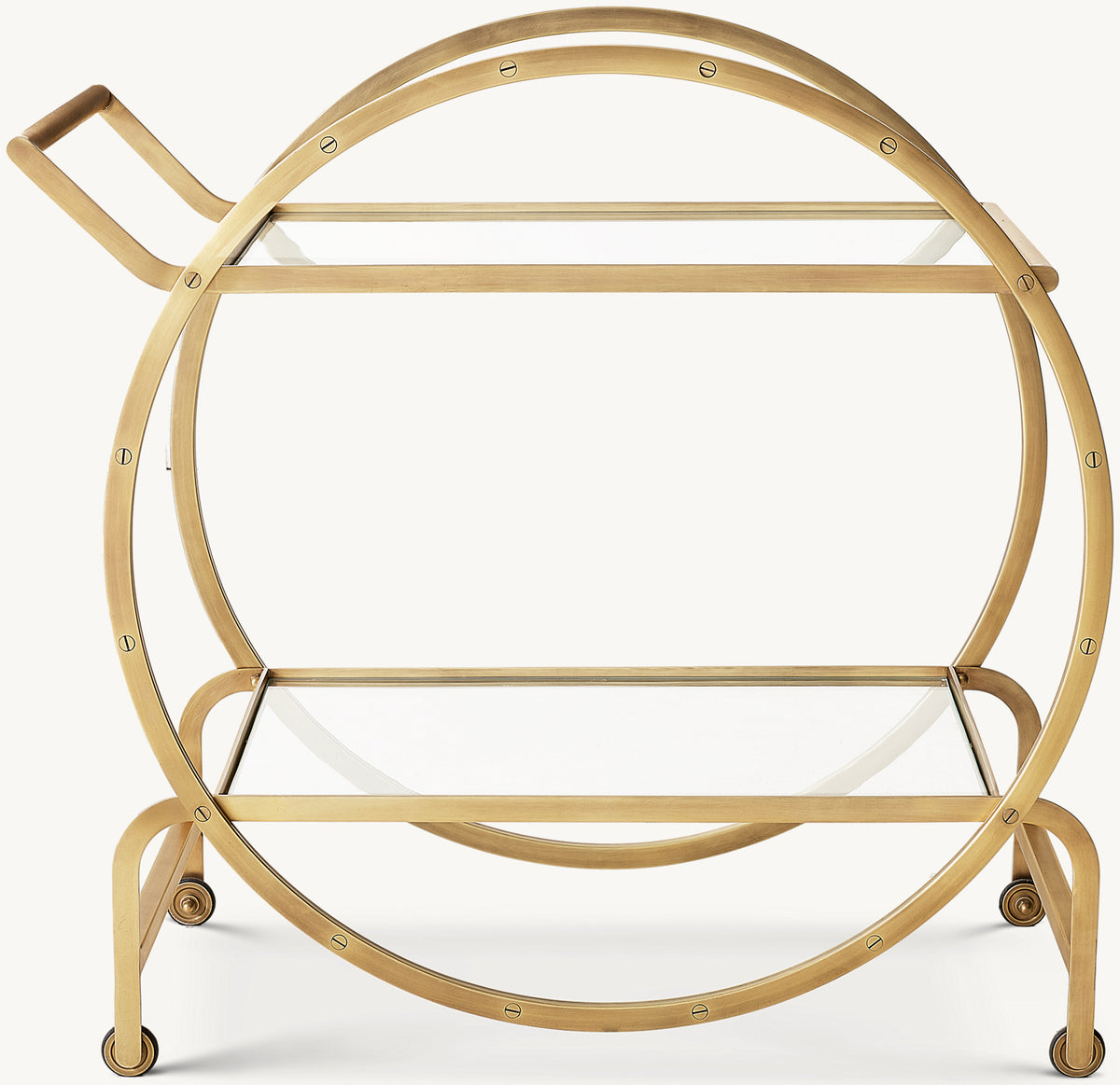 Bistro Bar Cart – Lacquered Burnished Brass finish, front view