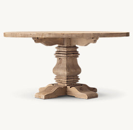 Haven Trestle Round Dining Table – angled view