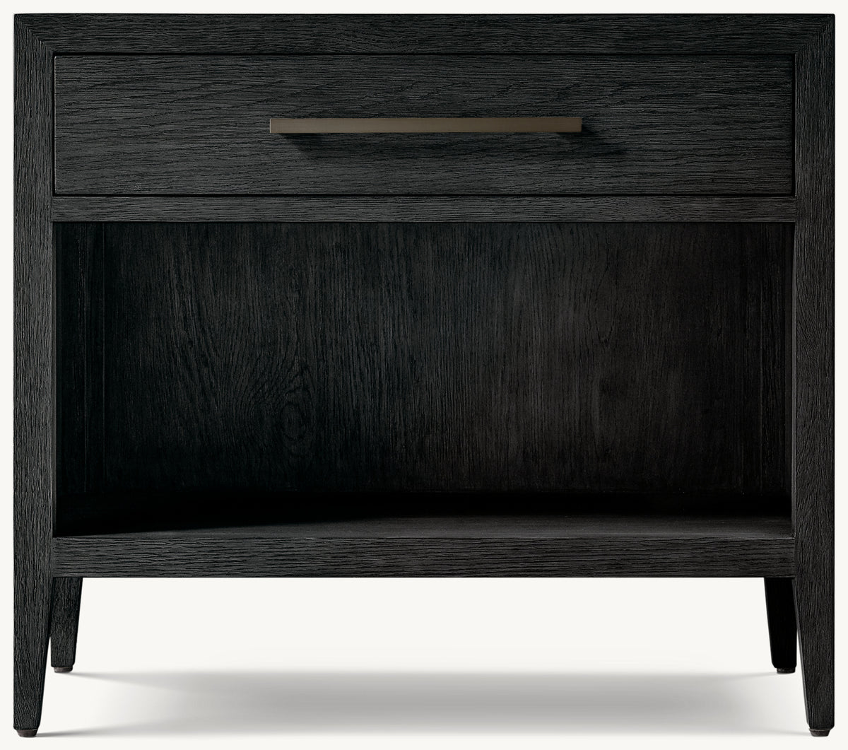 French Contemporary Open Nightstand – Black Oak/Satin Bronze