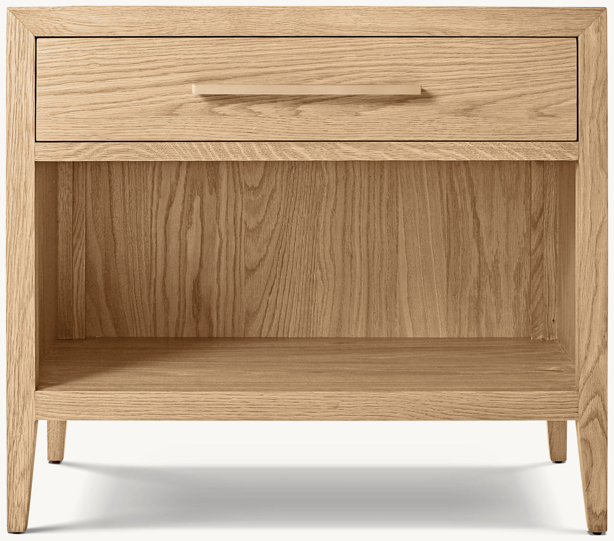 French Contemporary Open Nightstand – Light Oak/Champagne