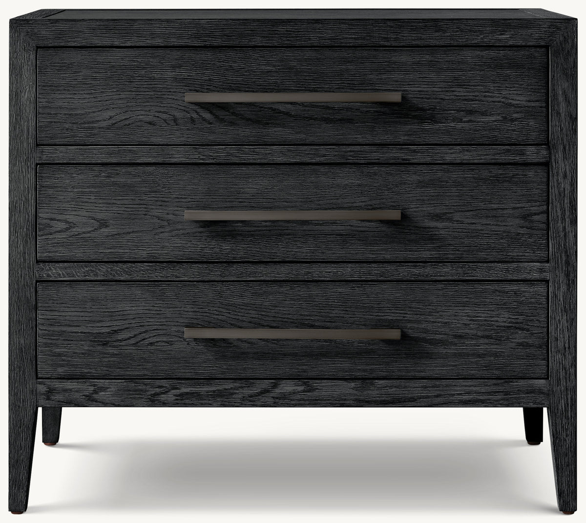 French Contemporary Closed Nightstand – Black Oak/Satin Bronze