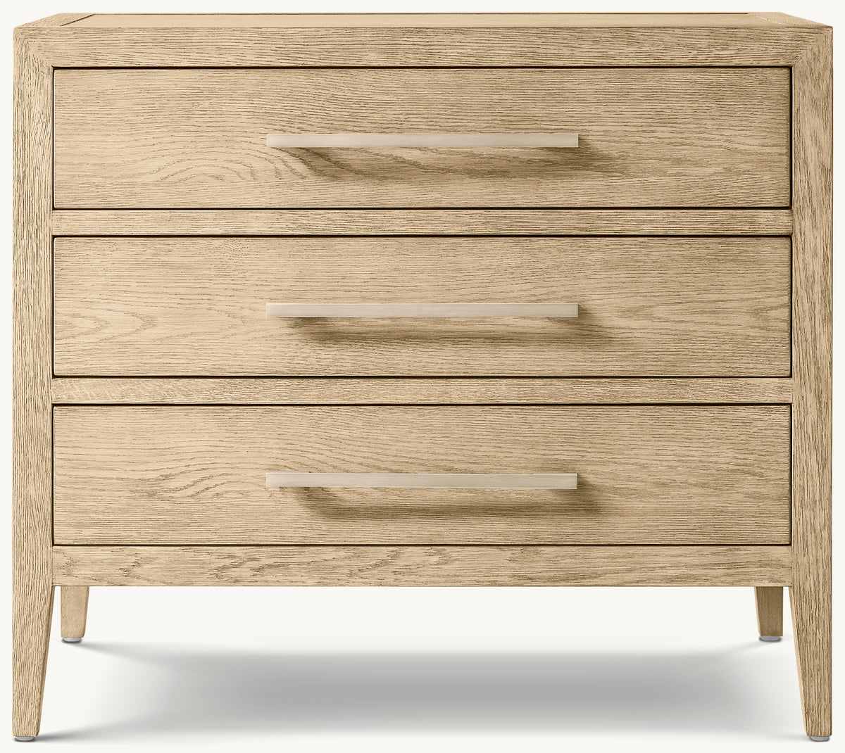 French Contemporary Closed Nightstand – Greige Oak/Champagne