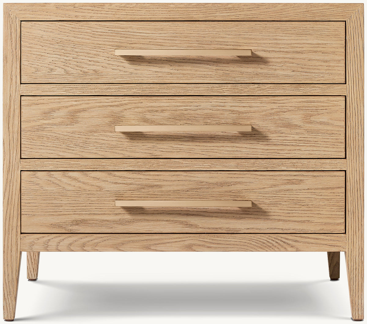 French Contemporary Closed Nightstand – Light Oak/Champagne